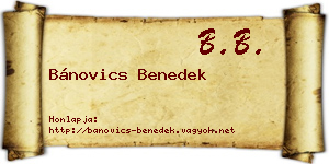Bánovics Benedek névjegykártya